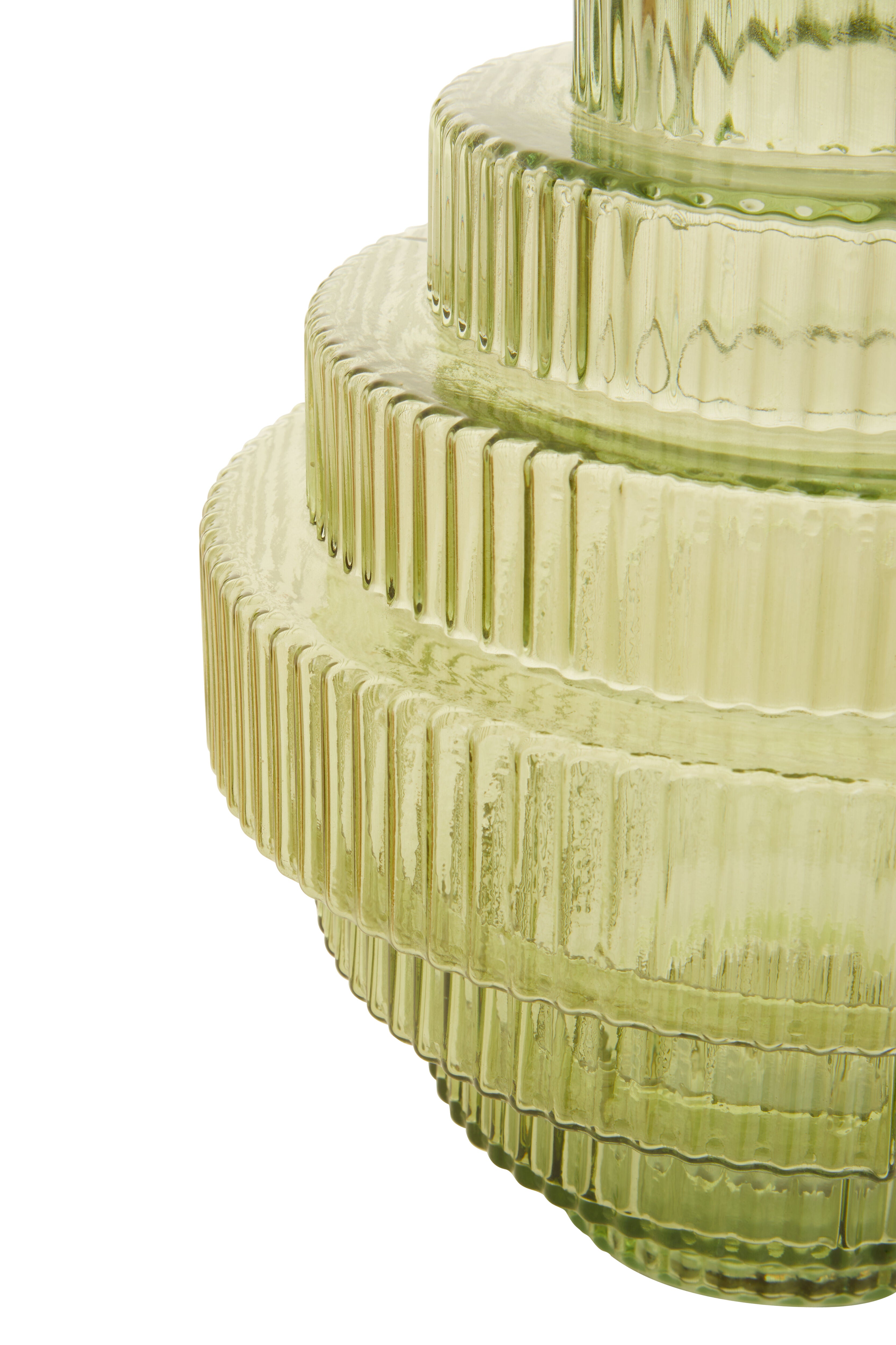 Ackley Tiered Ribbed Soft Green Glass Vase | Large